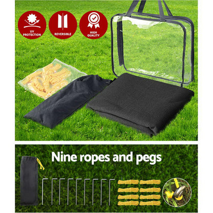 Black Caravan Privacy Screen 1.95 x 2.2M End Wall or Side Sun Shade Roll Out Tristar Online