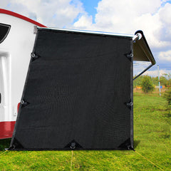 Black Caravan Privacy Screen 1.95 x 2.2M End Wall or Side Sun Shade Roll Out Tristar Online
