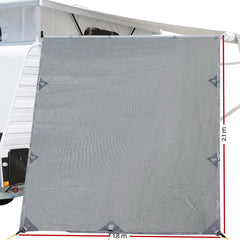 Pop Top Caravan Privacy Screen 2.1 x 1.8M Sun Shade End Wall Roll Out Awning Tristar Online