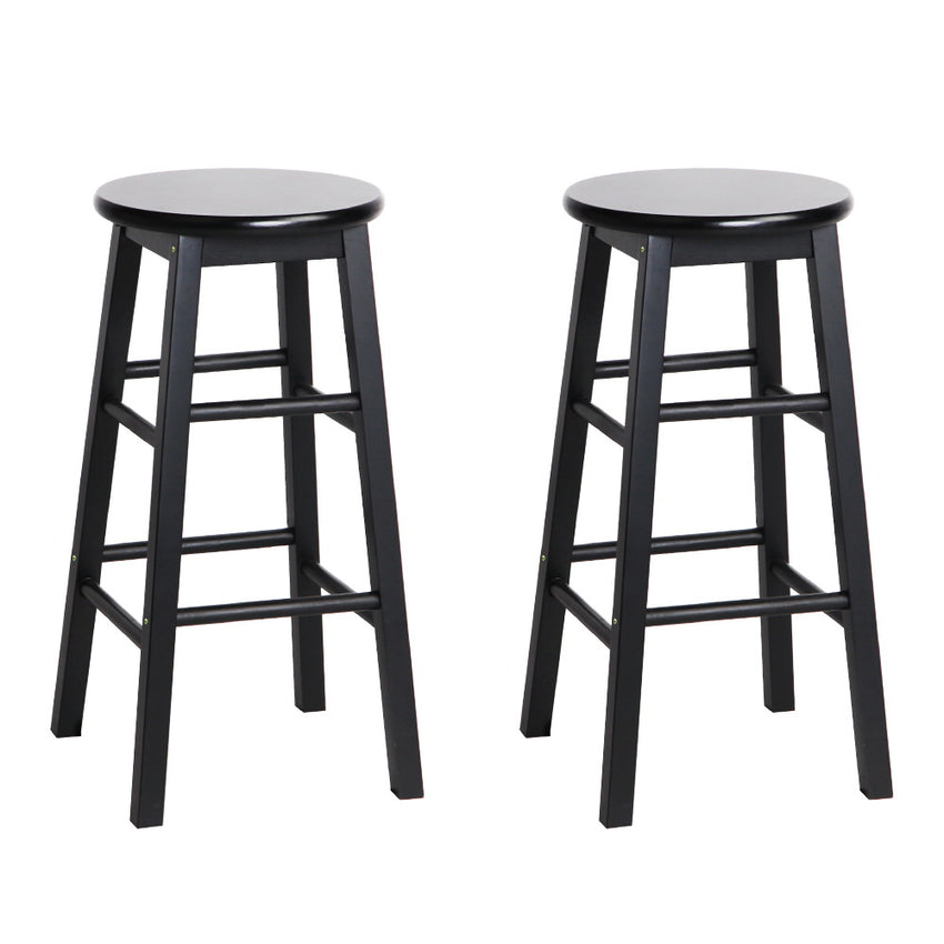 Artiss Set of 2 Beech Wood Backless Bar Stools - Black Tristar Online