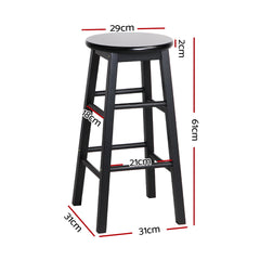 Artiss Set of 2 Beech Wood Backless Bar Stools - Black Tristar Online