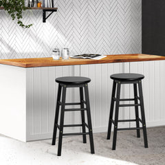 Artiss Set of 2 Beech Wood Backless Bar Stools - Black Tristar Online