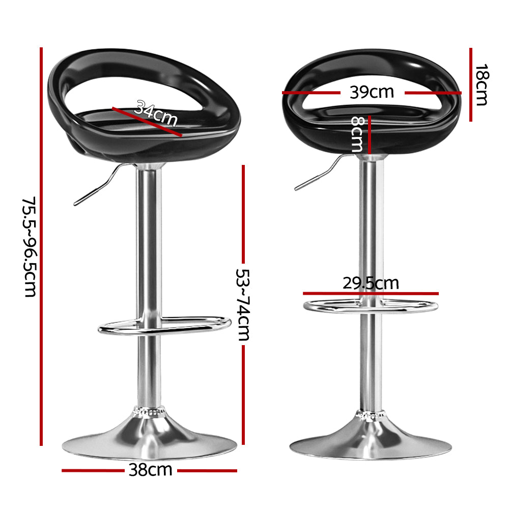 Artiss 2x Bar Stools Gas Lift Plastic Seat Black Tristar Online