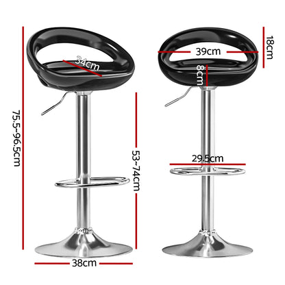Artiss 2x Bar Stools Gas Lift Plastic Seat Black Tristar Online