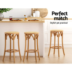 Artiss Bar Stools Wooden Stool Counter Chair Kitchen Barstools Rattan Seat Tristar Online