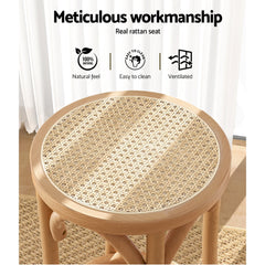 Artiss Bar Stools Wooden Stool Counter Chair Kitchen Barstools Rattan Seat Tristar Online