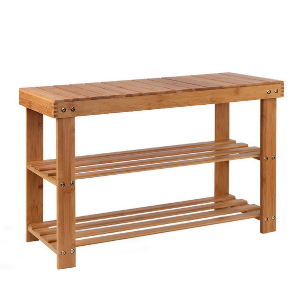 Artiss Bamboo Shoe Rack Wooden Seat Bench Organiser Shelf Stool Tristar Online