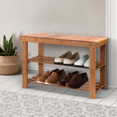 Artiss Bamboo Shoe Rack Wooden Seat Bench Organiser Shelf Stool Tristar Online