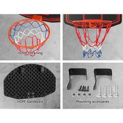 Everfit 38" Basketball Hoop Backboard Door Wall Mounted Ring Net Sports Kids Tristar Online