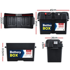 GIANTZ Battery Box 12V Camping Portable Deep Cycle AGM Universal Large USB Cig Tristar Online