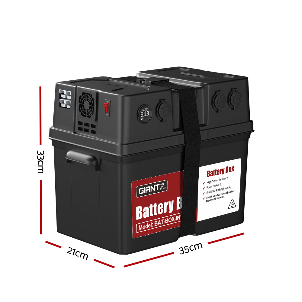 Giantz Battery Box 500W Inverter Deep Cycle Battery Portable Caravan Camping USB Tristar Online
