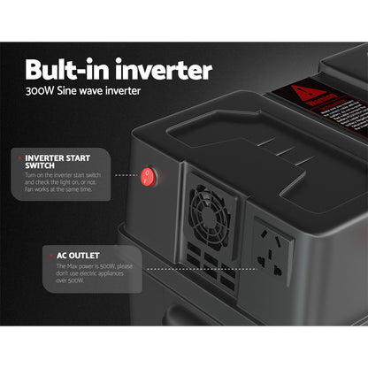 Giantz Battery Box 500W Inverter Deep Cycle Battery Portable Caravan Camping USB Tristar Online