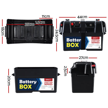GIANTZ Battery Box 12V Camping Portable Deep Cycle AGM Universal Large USB Cig Tristar Online