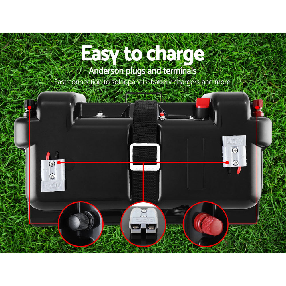 GIANTZ Battery Box 12V Camping Portable Deep Cycle AGM Universal Large USB Cig Tristar Online