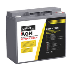 Giantz 12V 25Ah AGM Deep Cycle Battery Marine Sealed Power Solar 4WD Camping Tristar Online