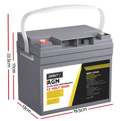 Giantz 12V 50Ah AGM Deep Cycle Battery Marine Sealed Power Solar 4WD Camping Tristar Online