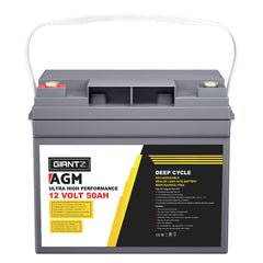 Giantz 12V 50Ah AGM Deep Cycle Battery Marine Sealed Power Solar 4WD Camping Tristar Online