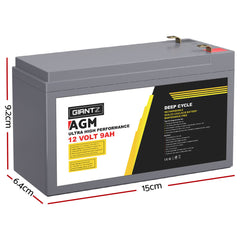 Giantz 12V 9Ah AGM Deep Cycle Battery Marine Sealed Power Solar 4WD Camping Tristar Online