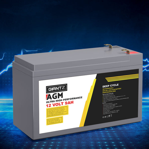 Giantz 12V 9Ah AGM Deep Cycle Battery Marine Sealed Power Solar 4WD Camping Tristar Online