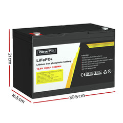 Giantz Lithium Iron Battery 100AH 12.8V LiFePO4 Deep Cycle Battery 4WD Camping Tristar Online
