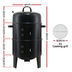 Grillz 3-in-1 Charcoal BBQ Smoker - Black Tristar Online