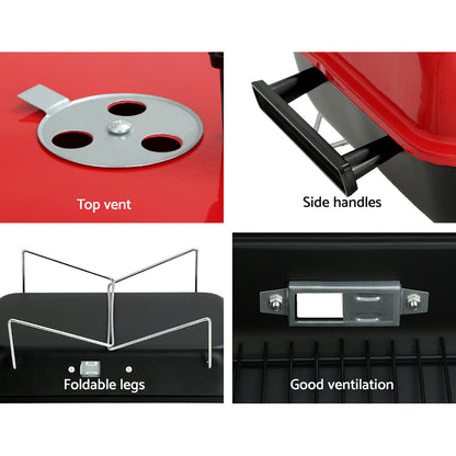 Grillz Charcoal BBQ Portable Grill Camping Barbecue Outdoor Cooking Smoker Tristar Online