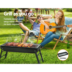 Grillz Charcoal BBQ Grill Smoker Portable Barbecue Outdoor Foldable Camping Tristar Online