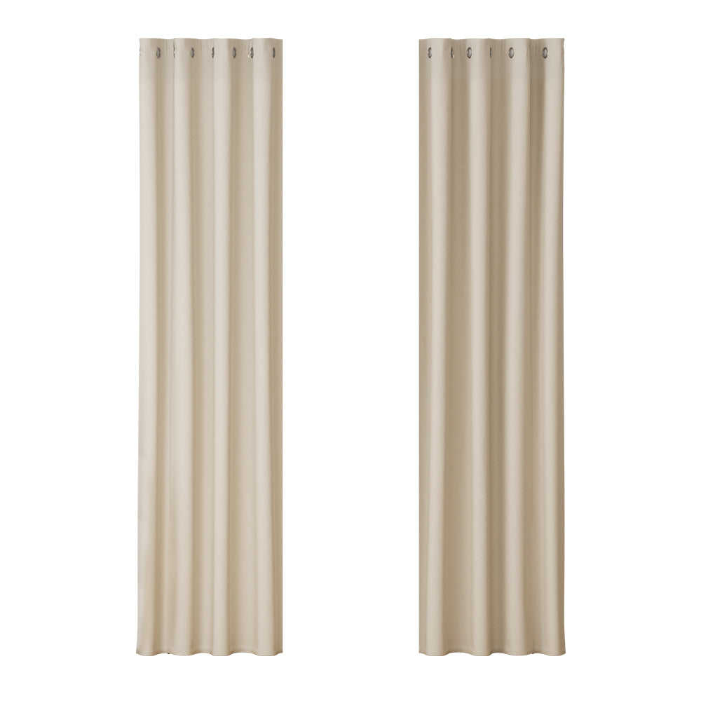 Artiss 2X Blockout Curtains Eyelet 140x230cm Beige Tristar Online