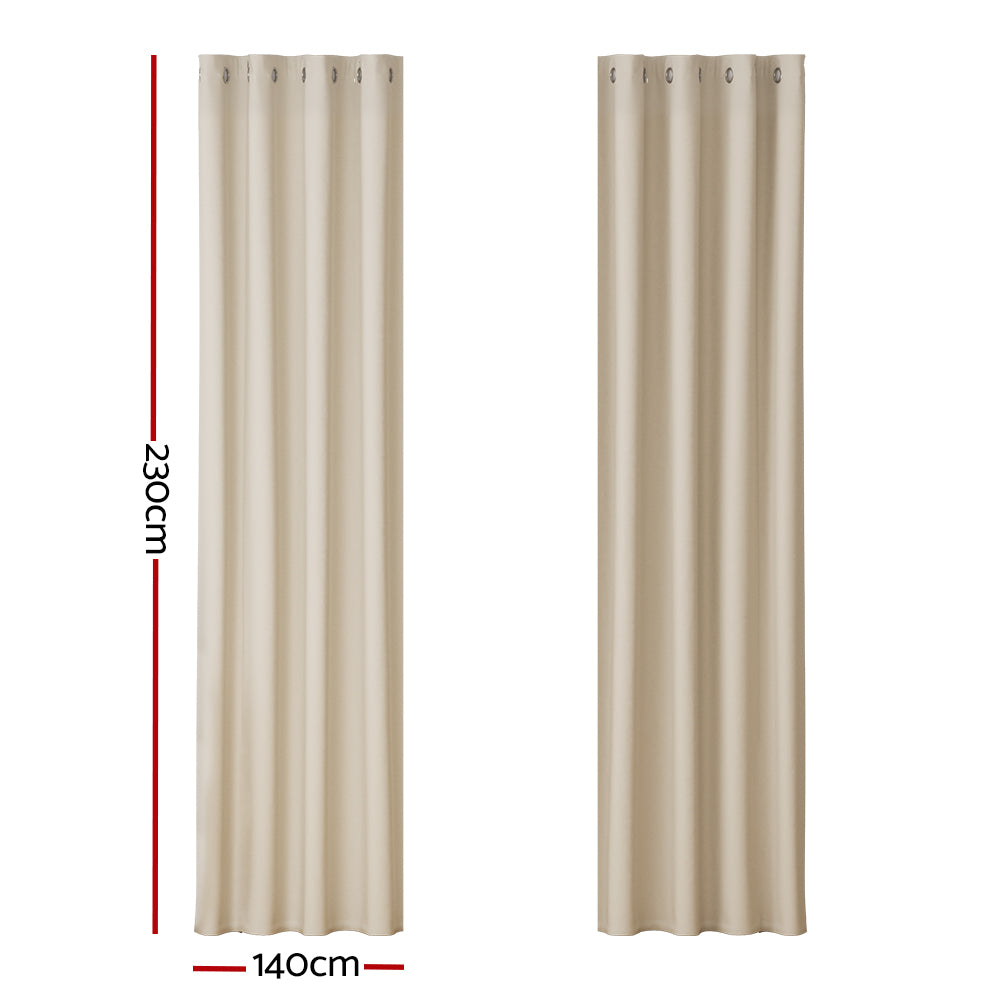 Artiss 2X Blockout Curtains Eyelet 140x230cm Beige Tristar Online