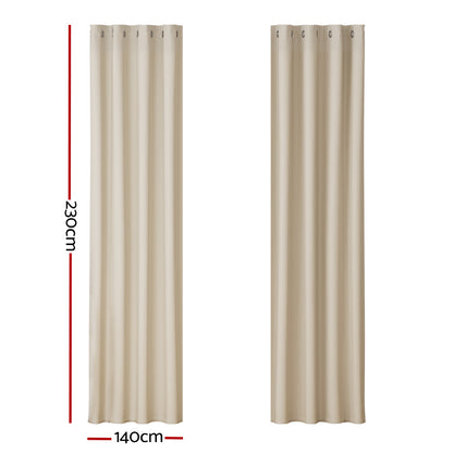 Artiss 2X Blockout Curtains Eyelet 140x230cm Beige Tristar Online