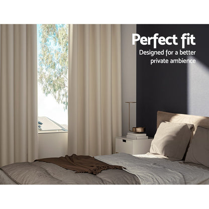 Artiss 2X Blockout Curtains Eyelet 140x230cm Beige Tristar Online