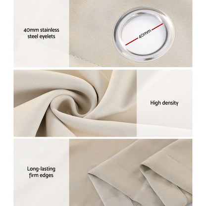 Artiss 2X Blockout Curtains Eyelet 140x230cm Beige Tristar Online