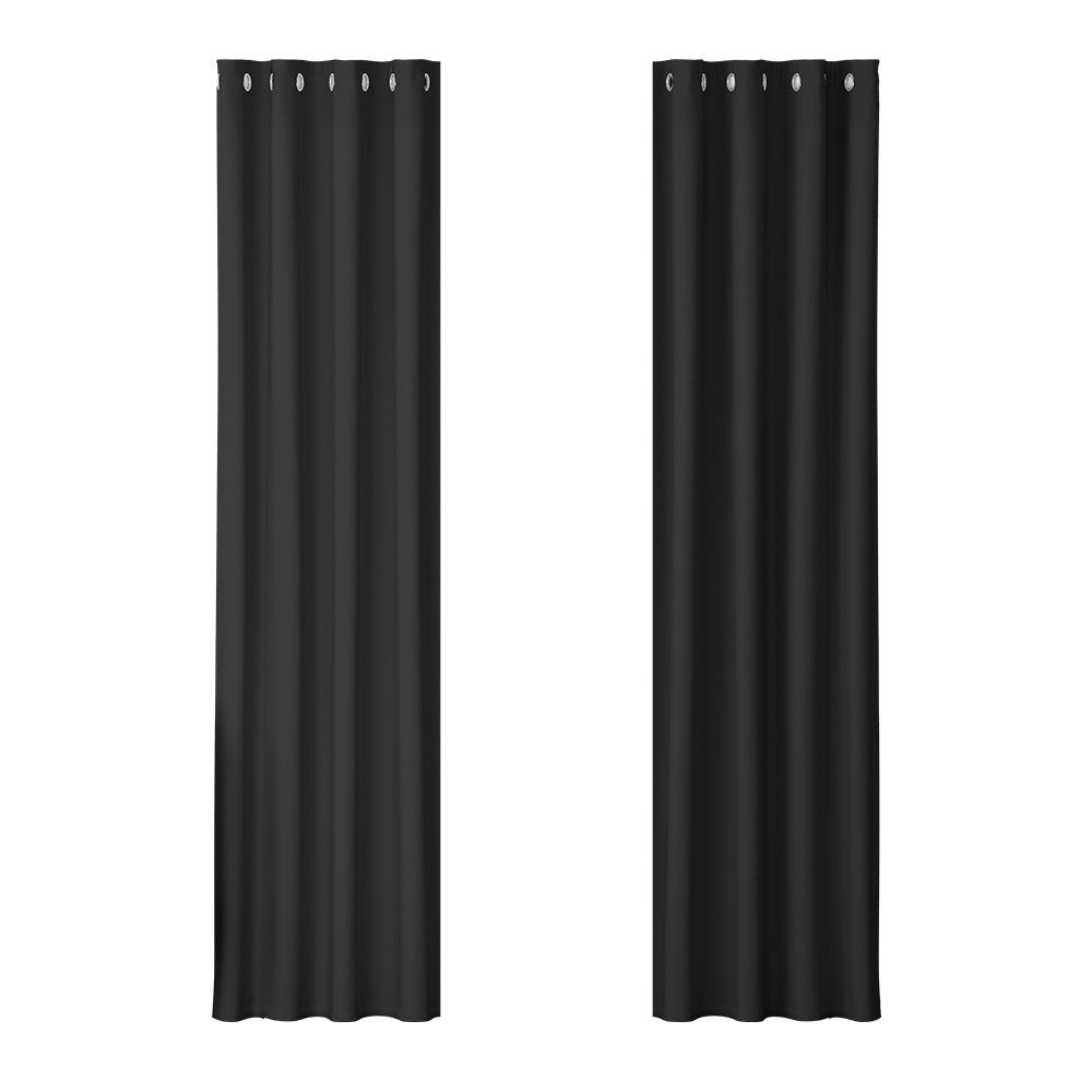 Artiss 2X Blockout Curtains Blackout Window Curtain Eyelet 140x230cm Black Tristar Online