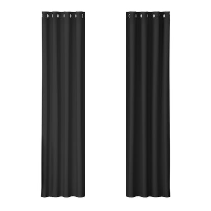 Artiss 2X Blockout Curtains Blackout Window Curtain Eyelet 140x230cm Black Tristar Online