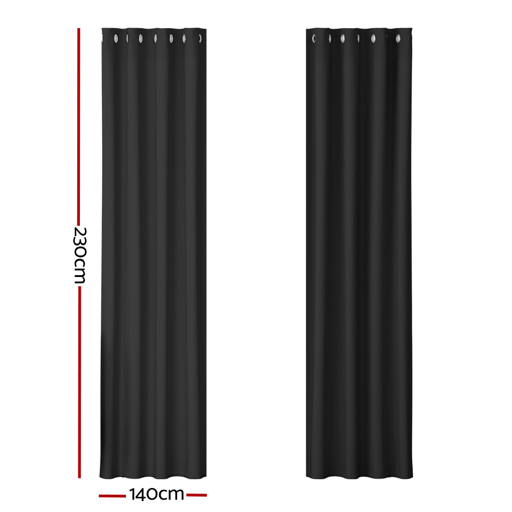 Artiss 2X Blockout Curtains Blackout Window Curtain Eyelet 140x230cm Black Tristar Online
