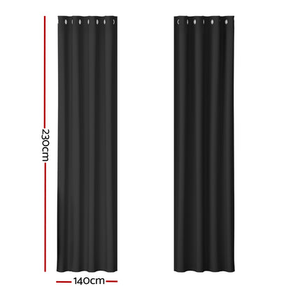 Artiss 2X Blockout Curtains Blackout Window Curtain Eyelet 140x230cm Black Tristar Online