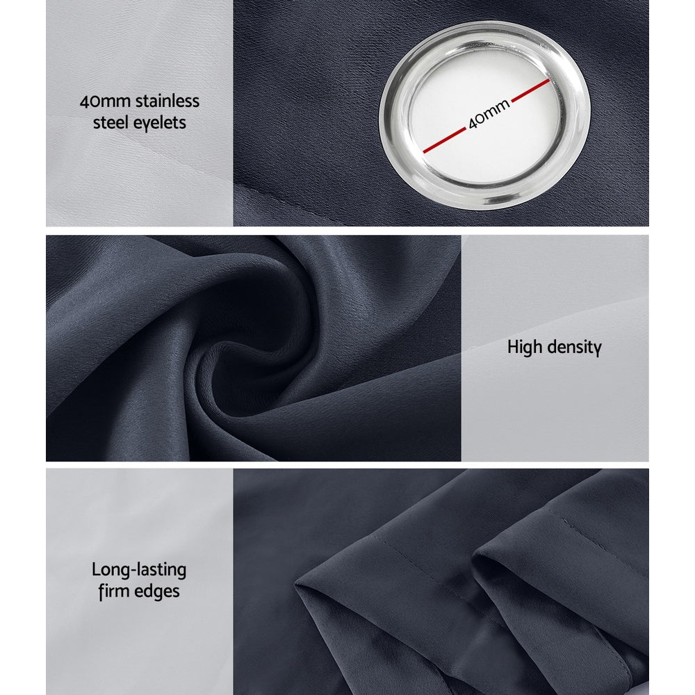 Artiss 2X Blockout Curtains Blackout Window Curtain Eyelet 140x230cm Charcoal Tristar Online