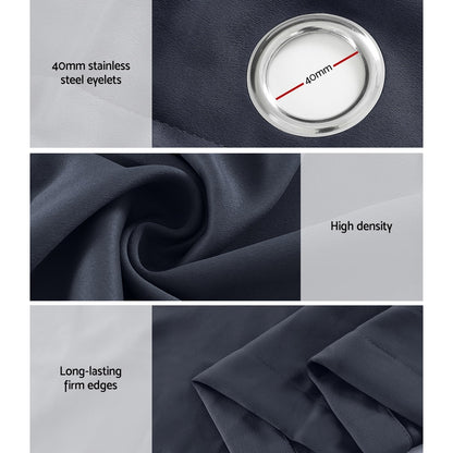 Artiss 2X Blockout Curtains Blackout Window Curtain Eyelet 140x230cm Charcoal Tristar Online
