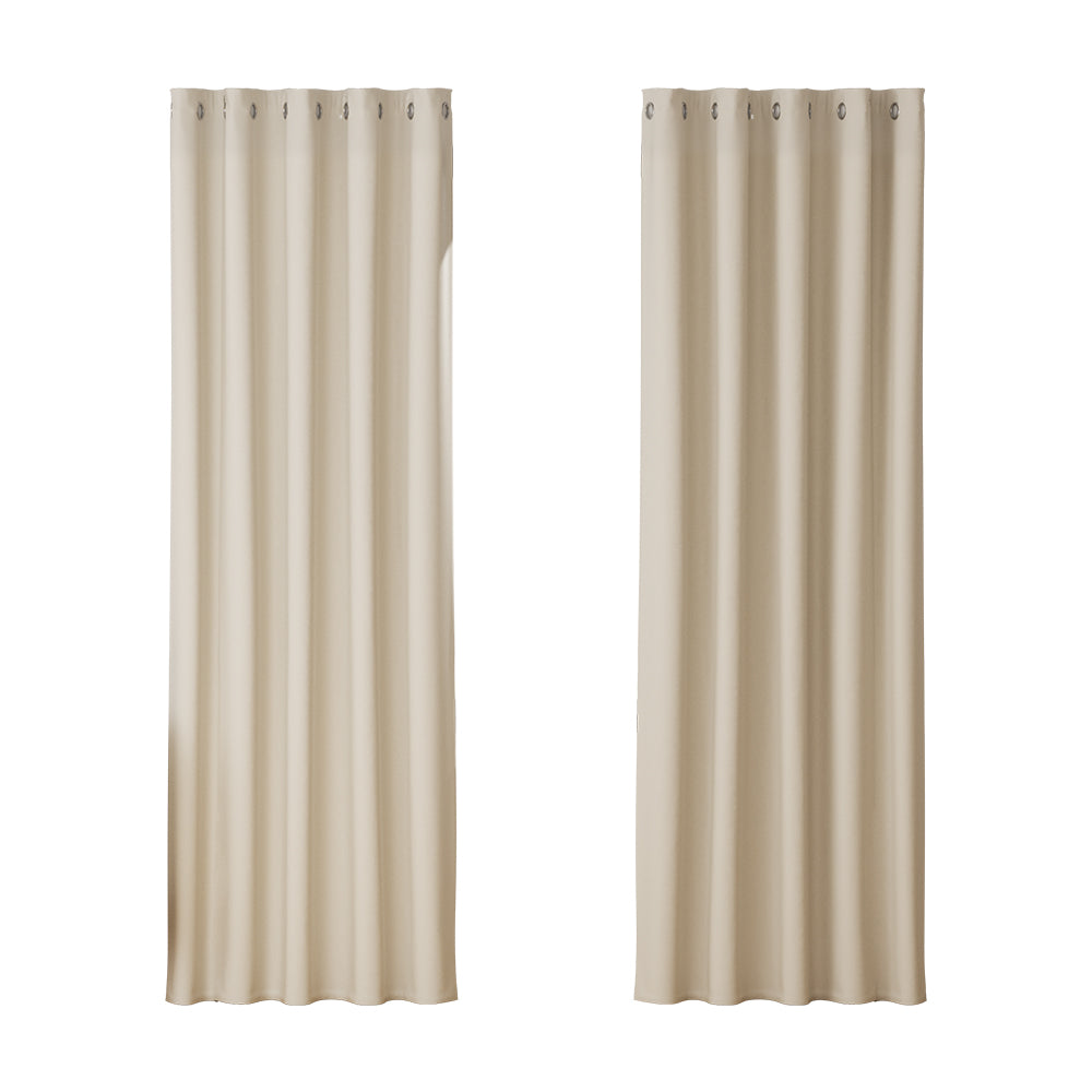 Artiss 2X Blockout Curtains Blackout Window Curtain Eyelet 180x213cm Beige Tristar Online