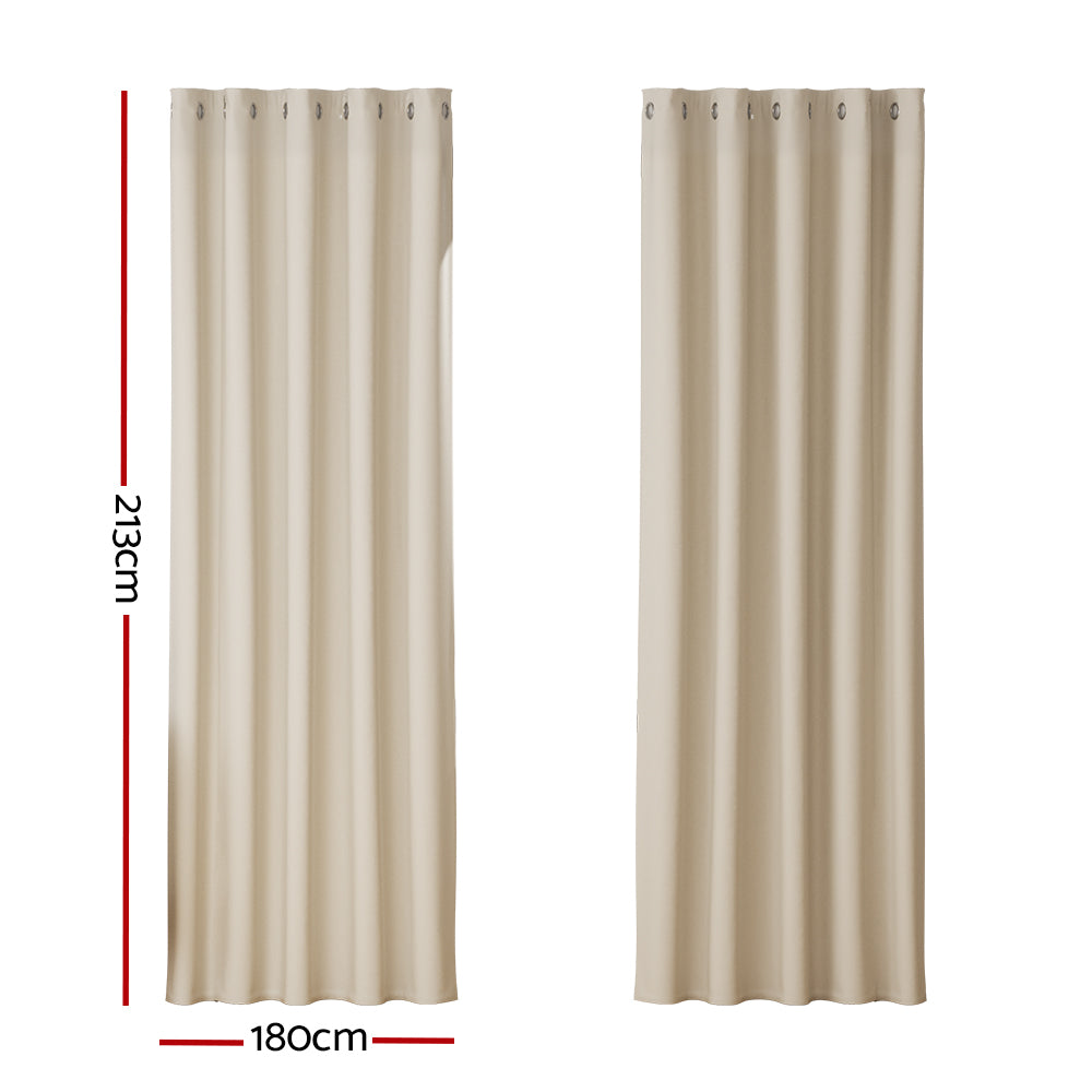 Artiss 2X Blockout Curtains Blackout Window Curtain Eyelet 180x213cm Beige Tristar Online
