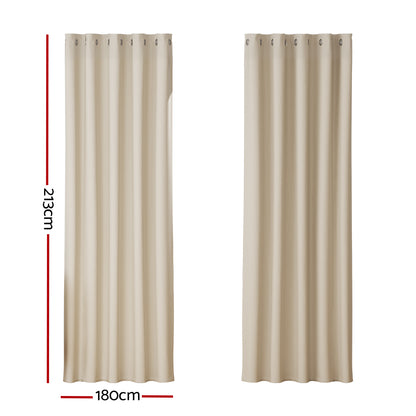 Artiss 2X Blockout Curtains Blackout Window Curtain Eyelet 180x213cm Beige Tristar Online