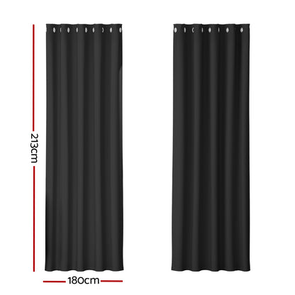 Artiss 2X Blockout Curtains Blackout Window Curtain Eyelet 180x213cm Black Tristar Online