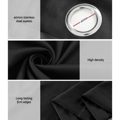 Artiss 2X Blockout Curtains Blackout Window Curtain Eyelet 180x213cm Black Tristar Online