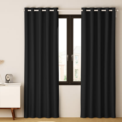 Artiss 2X Blockout Curtains Blackout Window Curtain Eyelet 180x213cm Black Tristar Online