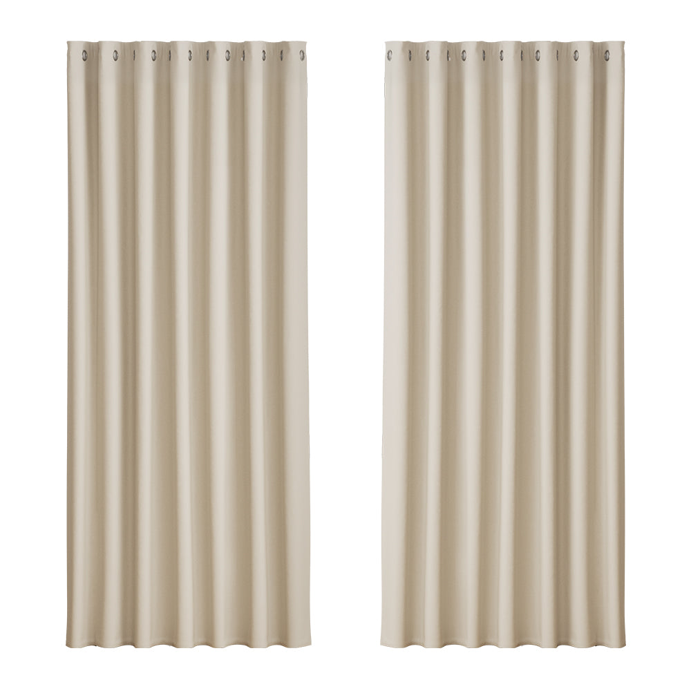 Artiss 2X Blockout Curtains Blackout Window Curtain Eyelet 240x230cm Beige Tristar Online