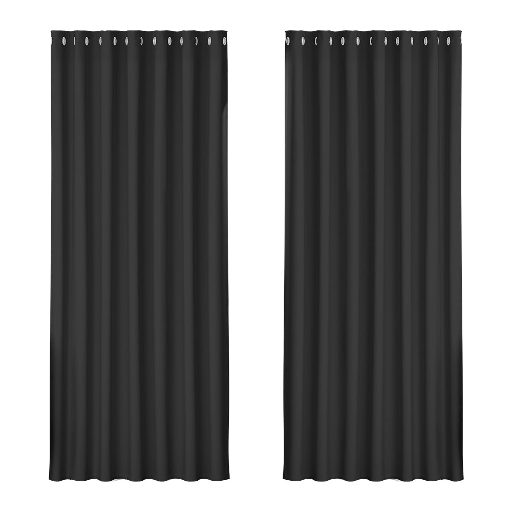 Artiss 2X Blockout Curtains Eyelet 240x230cm Black Tristar Online
