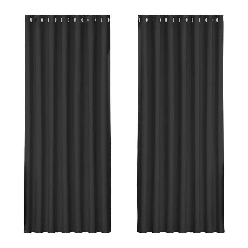 Artiss 2X Blockout Curtains Eyelet 240x230cm Black Tristar Online