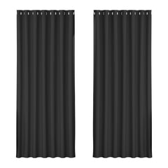 Artiss 2X Blockout Curtains Eyelet 240x230cm Black Tristar Online