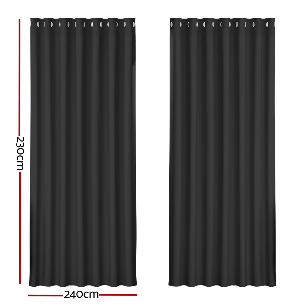 Artiss 2X Blockout Curtains Eyelet 240x230cm Black Tristar Online