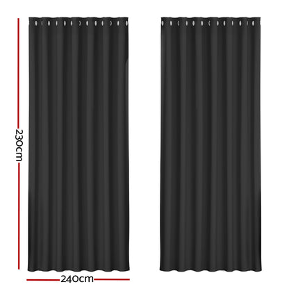 Artiss 2X Blockout Curtains Eyelet 240x230cm Black Tristar Online